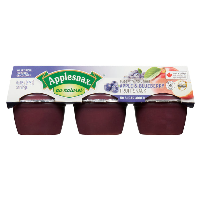 Applesnax Au Naturel Fruit Snack Apple & Blueberry, 6-Pack, 113-g