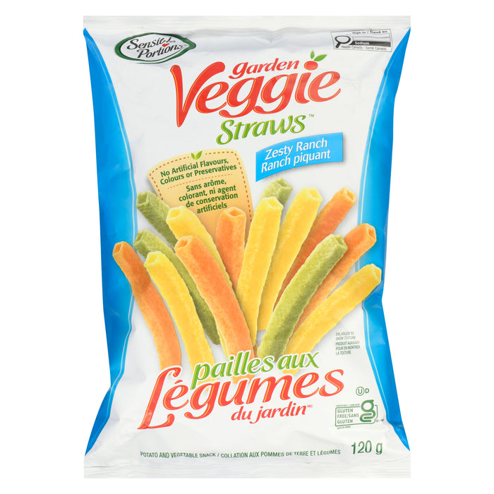 Sensible Portions Pailles aux Légumes du Jardin Collation aux Légumes et Pommes de Terre Ranch Piquant, 120 g