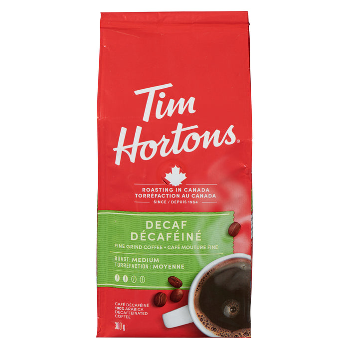 Tim Hortons Medium Roast Fine Grind Decaf Coffee, 300-g