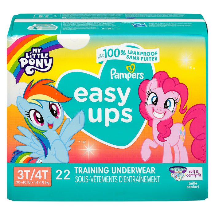 Pampers Girls' Easy Ups Training Underwear, 3T to 4T, 22-Pack
