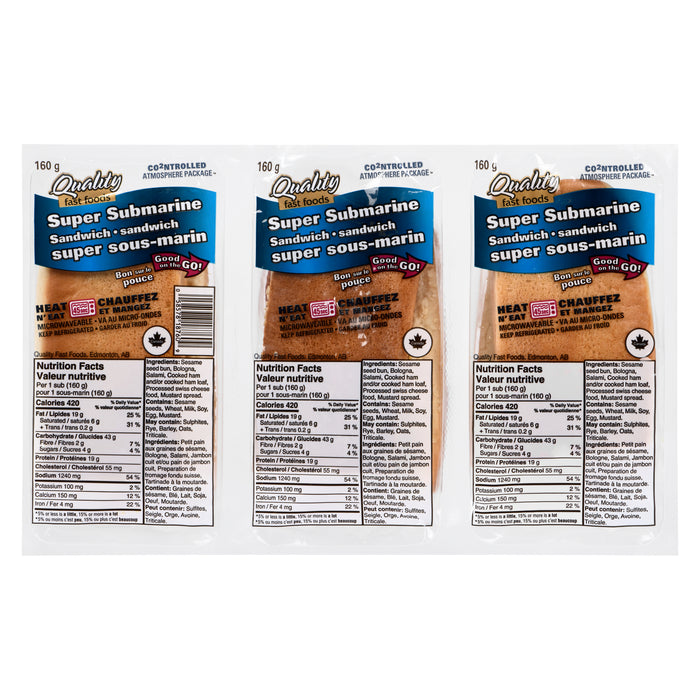 Quality Fast Foods Sandwich Super Sous-Marin 3 x 160 g