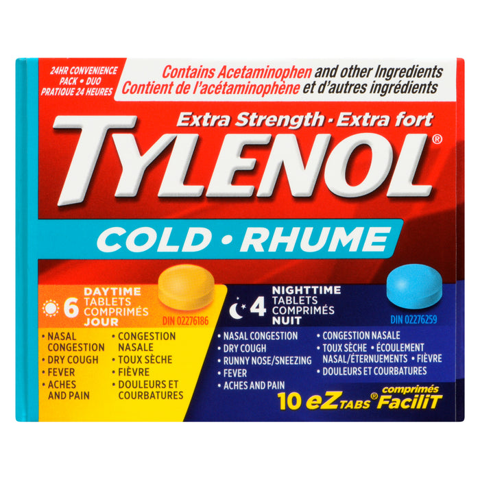 Tylenol Cold Extra Strength 24 Hr Convenience Pack eZtabs, 10-Pack