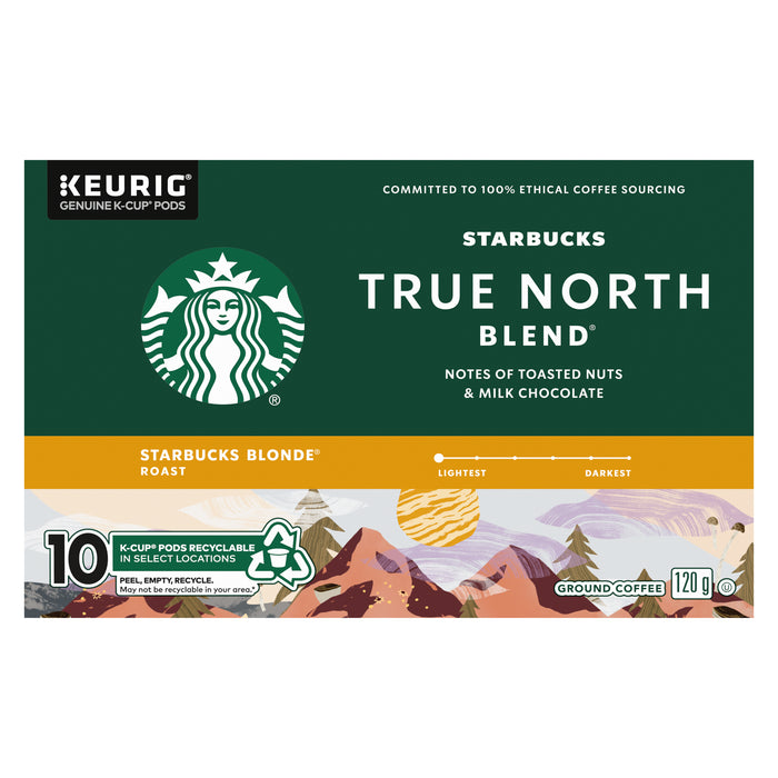 Emballage de 10 dosettes K-cups de café moulu de torréfaction blonde Mélange nordique de Starbucks - 120g