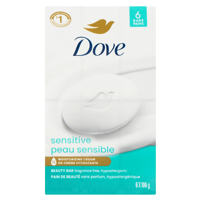 Dove Pain de Beauté Non Parfumé Peau Sensible, emb. de 6, 106 g 