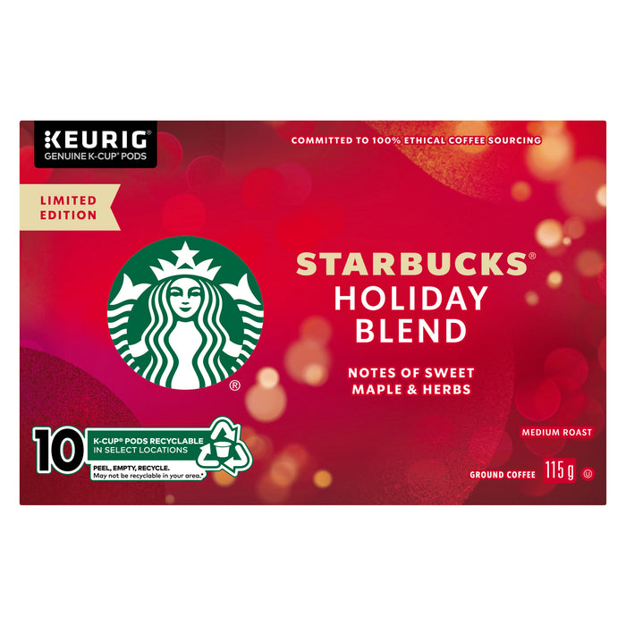 Starbucks Café Moulu Torréfaction Moyenne Mélange des Fêtes K-Cup, Emballage de 10, 115 g