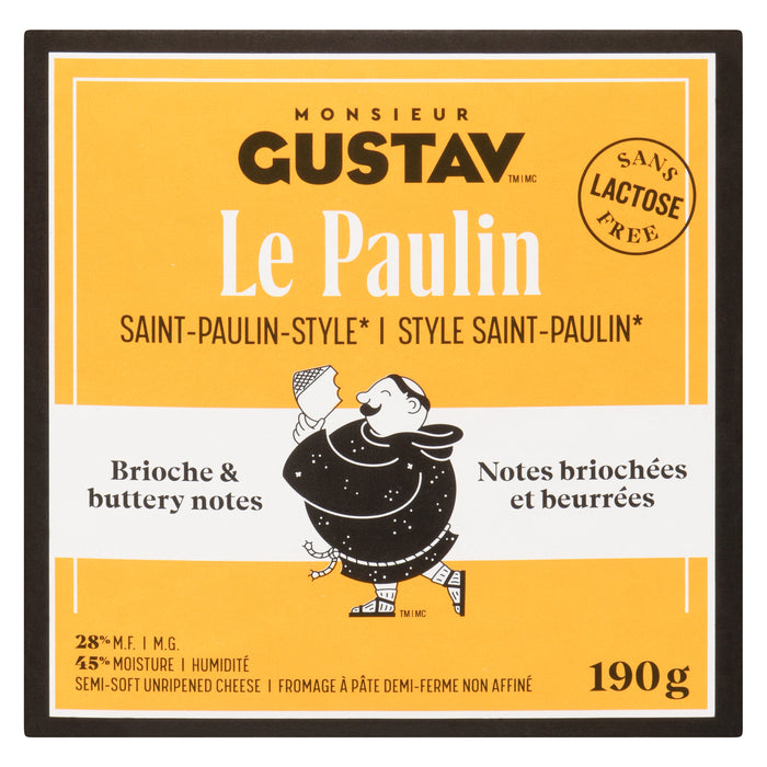 Monsieur Gustav Le Paulin Fromage à Pâte Demi-Ferme Non Affiné 28% M.G., 190 g