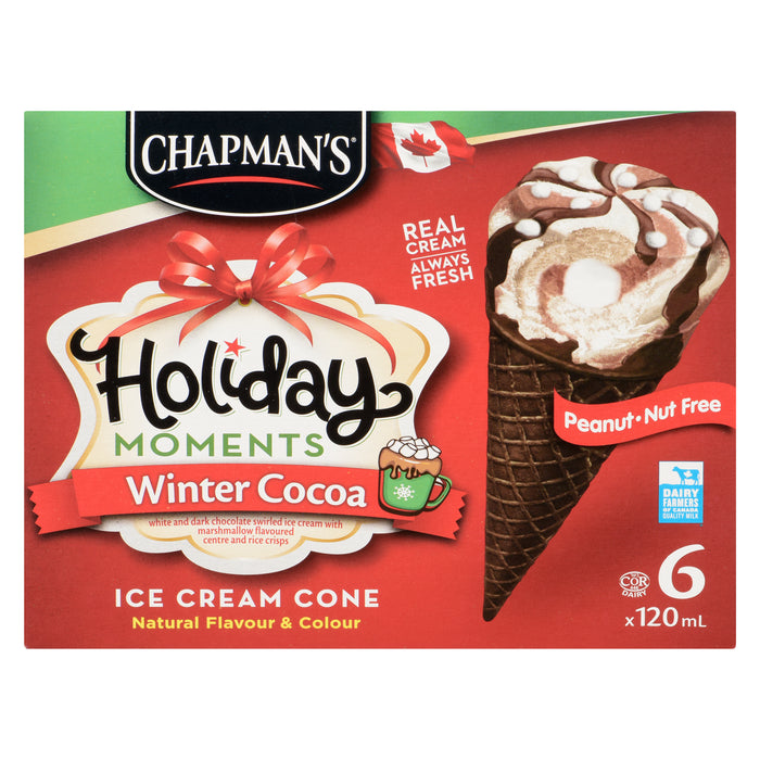 Chapman's Holiday Moments Ice Cream Cone Winter Cocoa, 6-Pack, 120-ml