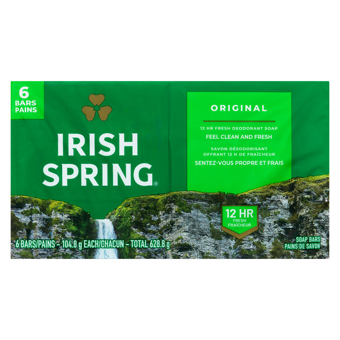 Irish Spring Original Clean Soap Bars, 6-Pack, 104.8-g