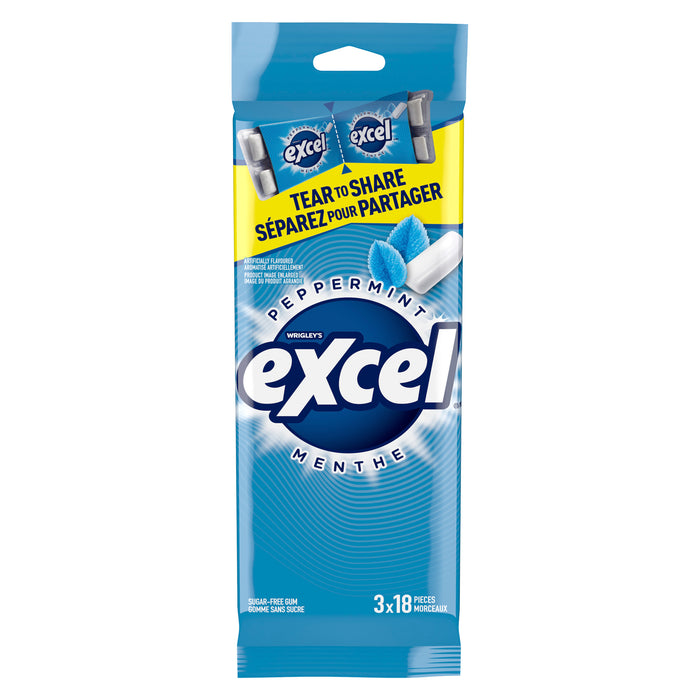 Excel Peppermint Gum Pack, 18 Pieces, 3-Pack