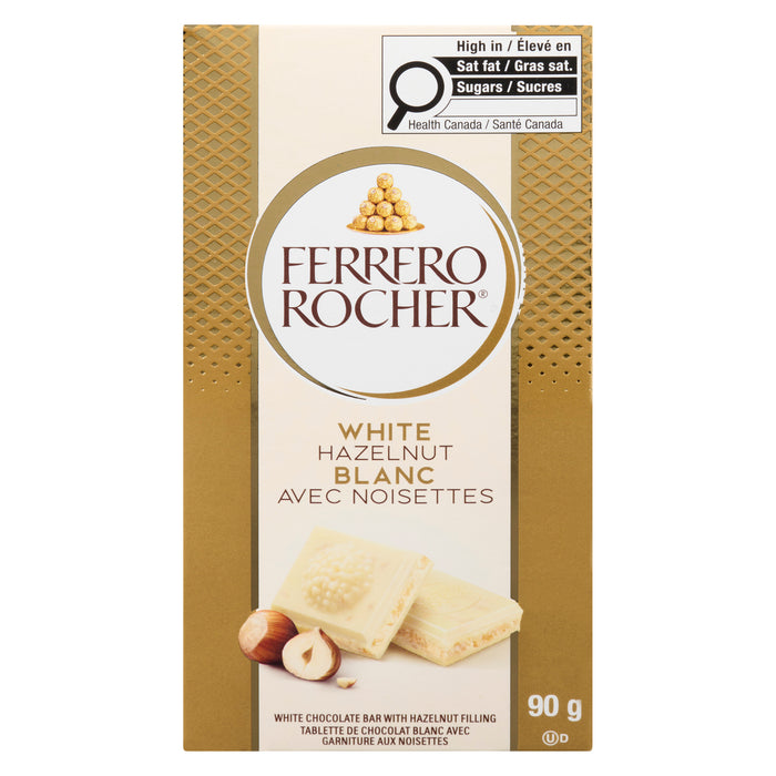 Ferrero Rocher White Chocolate Bar with Hazelnut Filling, 90 g