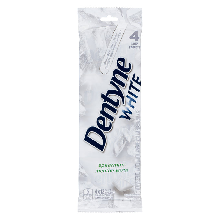 Gomme sans sucre Dentyne White, menthe verte, 12 pièces, emballage de 4
