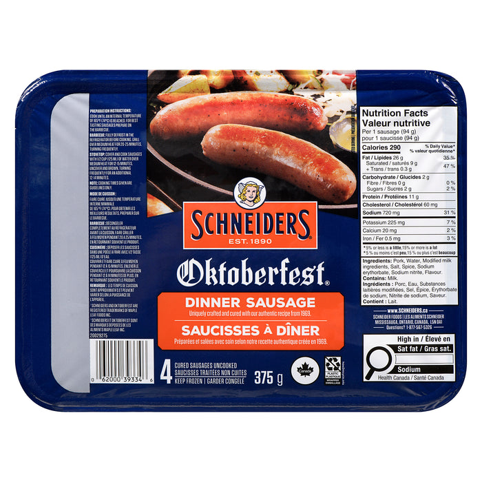 Schneiders Oktoberfest Sausage Dinner Uncooked Sausages, 4-Pack, 375-g