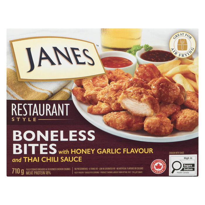 Bouchées de poulet au miel et à l'ail avec sauce chili thaï ultime Janes, 710 g