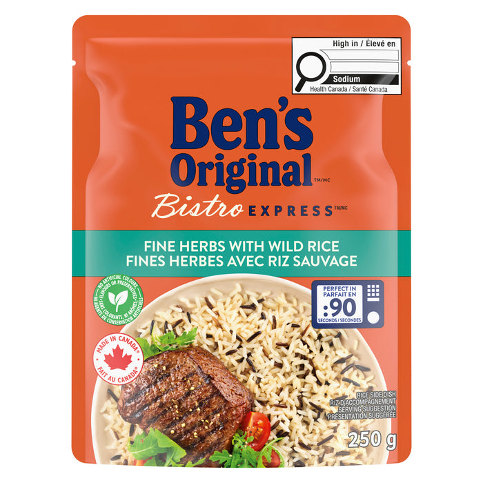 Ben's Original Bistro Express Riz d'Accompagnement Fines Herbes avec Riz Sauvage, 250 g