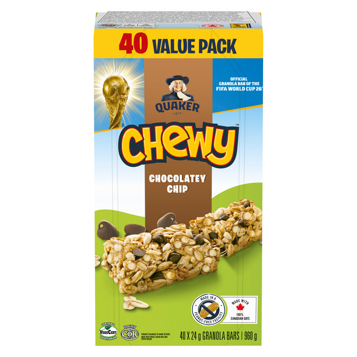 Quaker Chewy Chocolatey Chip Granola Bars Value Pack, 40-Pack, 960-g