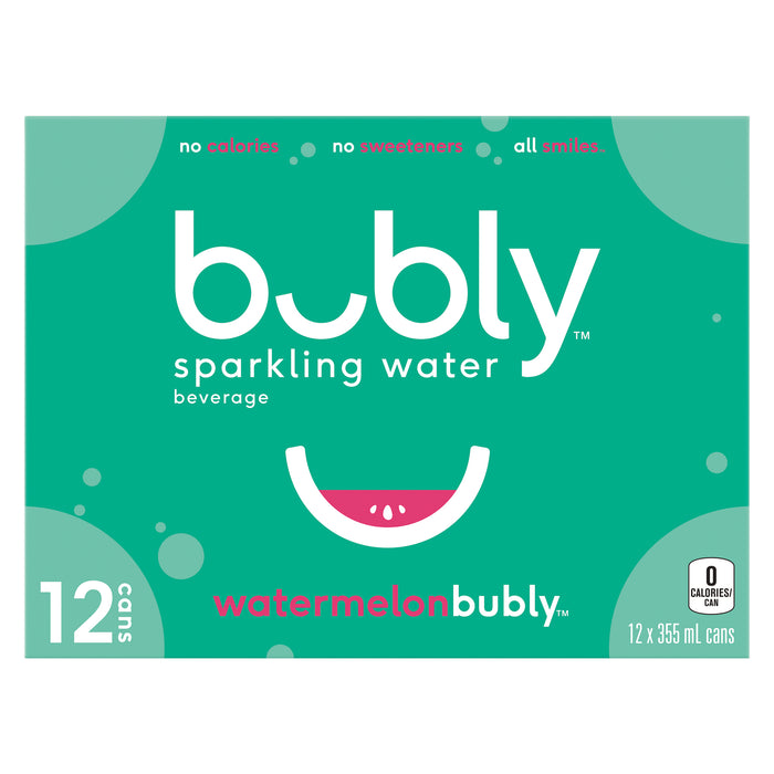 Bubly Watermelon Sparkling Water, 12-Pack, 355-ml