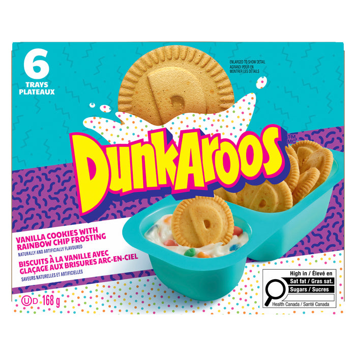 DunkAroos Biscuits à la Vanille avec Glaçage aux Brisures Arc-en-Ciel 6 Plateaux, 168 g