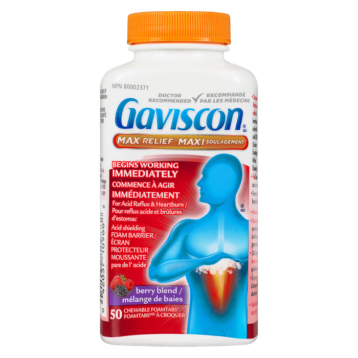 Gaviscon Max Soulagement Mélange de Baies Foamtabs à Croquer, emb. de 50