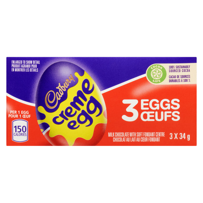Oeuf à la crème Cadbury, paquet de 3, 102 g
