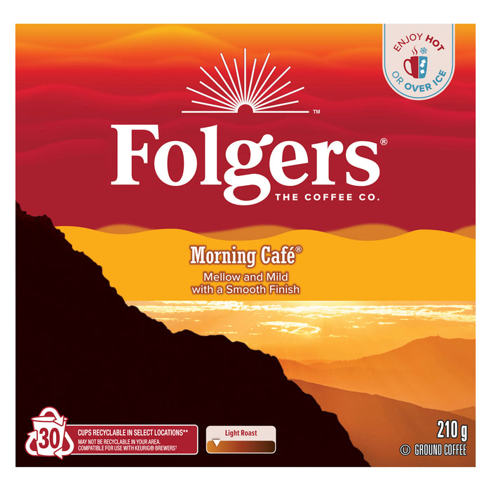 Folgers Morning Café Ground Coffee Light Roast, 30-Pack, 210 g