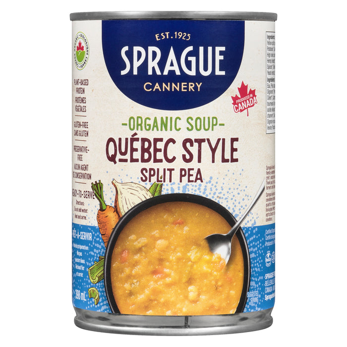 Sprague Soupe aux Pois Cassés de Style Québécois avec des Légumes et Coeurs de Chanvre Biologique, 398 ml