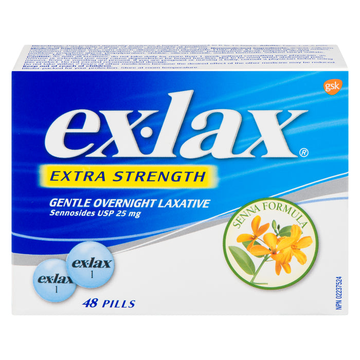 Ex-Lax Gentle Overnight Laxative Extra Strength Pills, 48-Pack