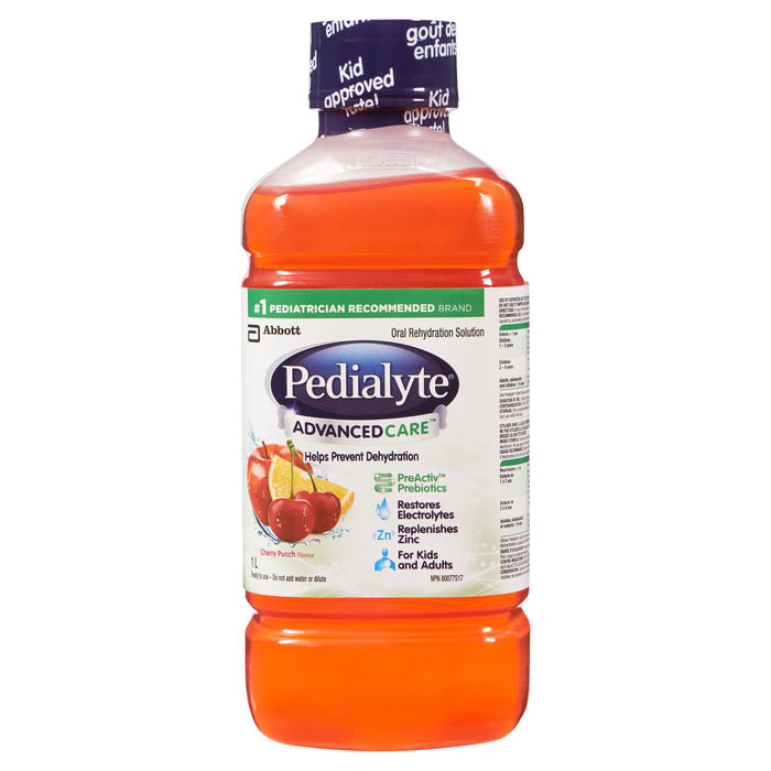 Pedialyte Advanced Care Oral Rehydration Solution Cherry Punch Flavour, 1-L
