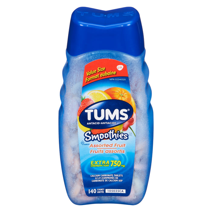 Tums Smoothies Assorted Fruit Antacid Extra Strength 750-mg, 140-Pack