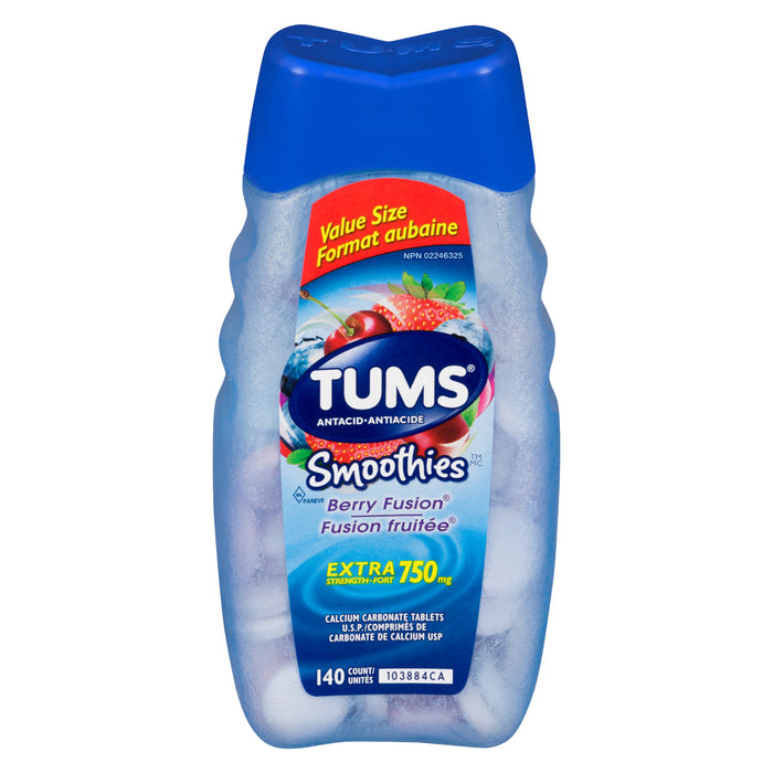 Tums Smoothies Berry Fusion Extra Strength 750-mg Antacid Value Size, 140-Pack
