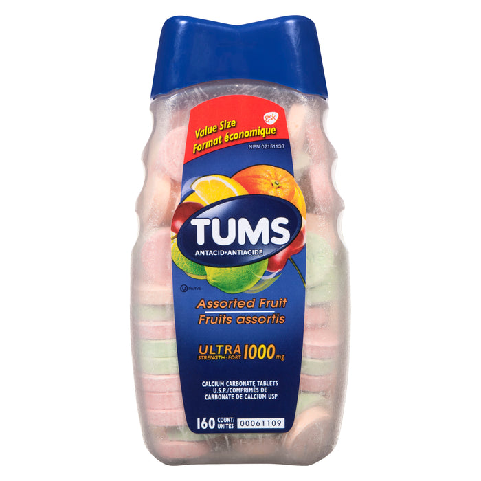 Tums Assorted Fruit Ultra Strength 1000-mg Antacid Value Size, 160-Pack