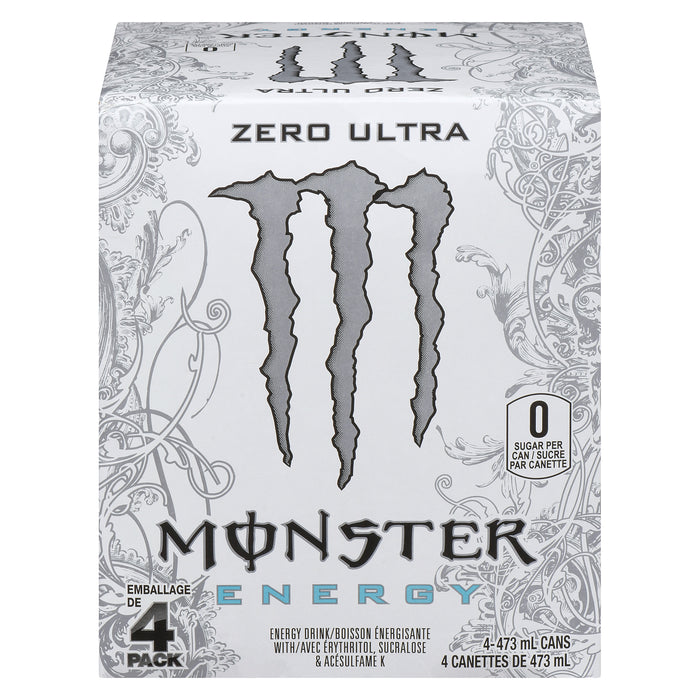 Monster Energy Boisson Énergisante Zero Ultra, emb. de 4, 473 ml