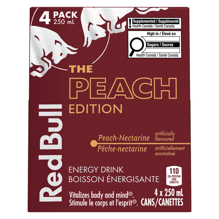 Red Bull The Peach Edition boisson énergisante pêche-nectarine, emb. de 4, 250 ml