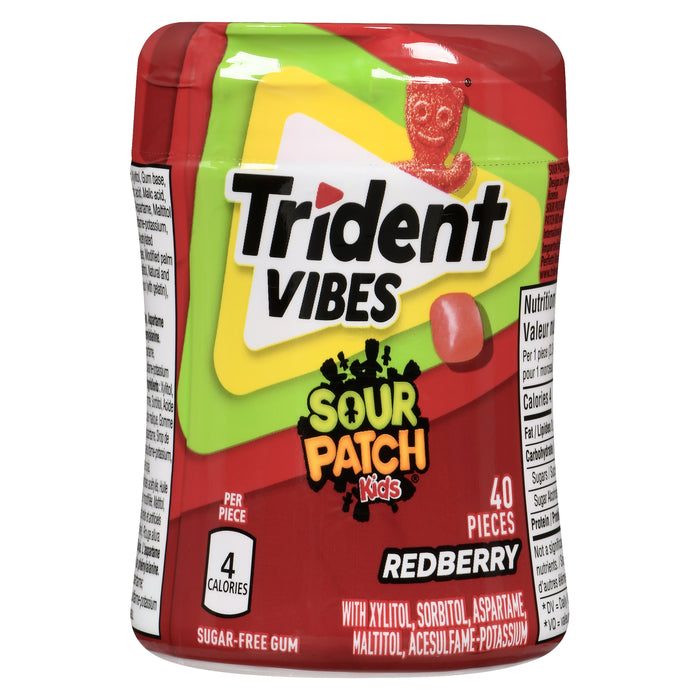 Trident Vibes Sour Patch Kids Gomme Sans Sucre Framboise Rouge 40 Morceaux