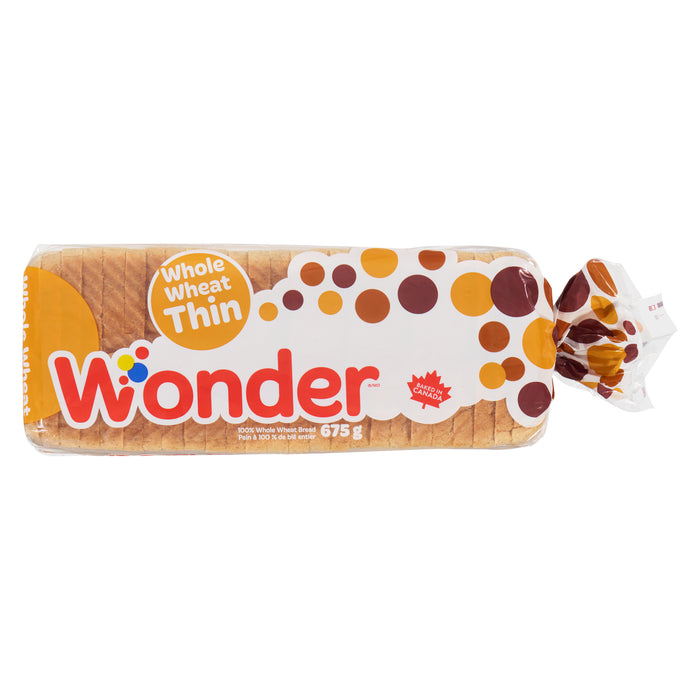 Wonder 100% Whole Wheat Thin Sandwich Bread, 675 g