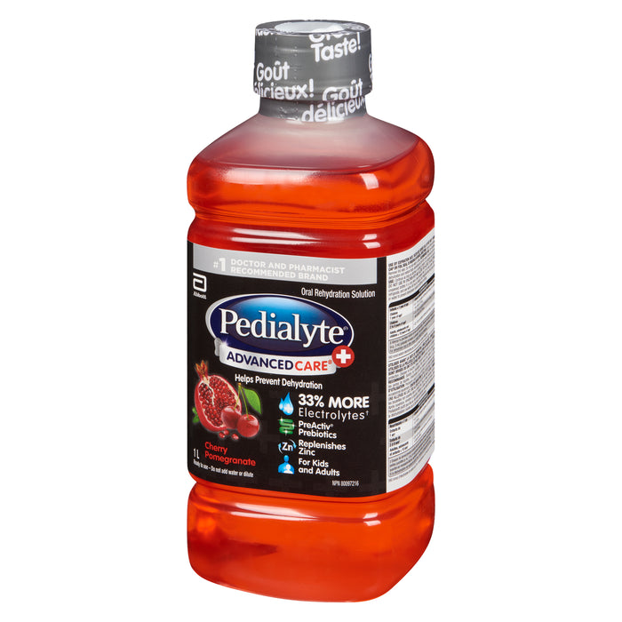 Pedialyte Advanced Care + Oral Rehydration Solution Cherry Pomegranate, 1-L