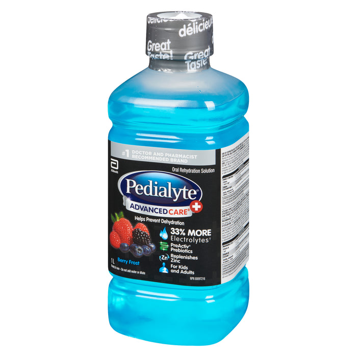 Pedialyte Advanced Care + Solution de Réhydratation Orale Baies Givrées, 1 L
