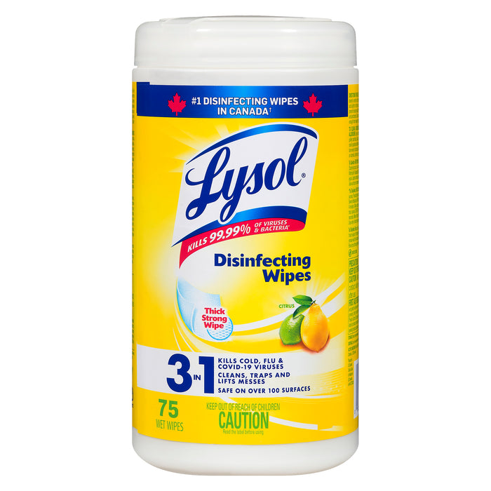 Lysol Citrus Disinfectant Wipes, 75-Pack