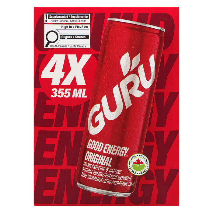 Guru Organic Energy Drink, 4-Pack, 355-ml