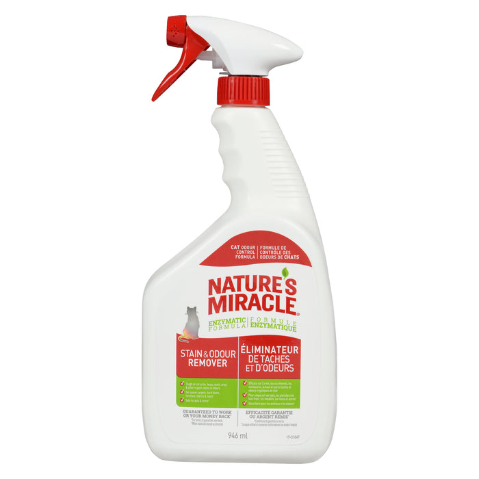 Nature's Miracle Éliminateur de Taches et d'Odeurs Formule de Contrôles des Odeurs de Chats, 946 ml
