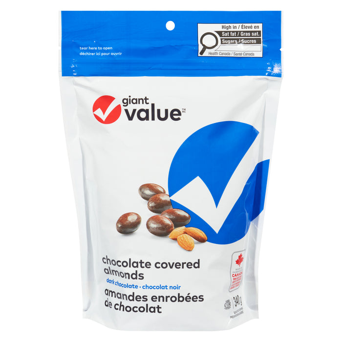 Giant Value Dark Chocolate Covered Almonds, 340 g