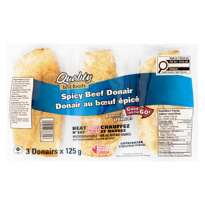 Donair au boeuf épice Quality Fast Foods, 125 g