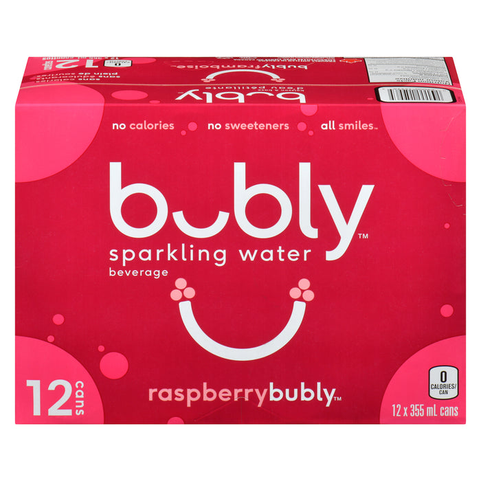 Bubly Raspberry Sparkling Water Beverage, 12-Pack, 355-ml
