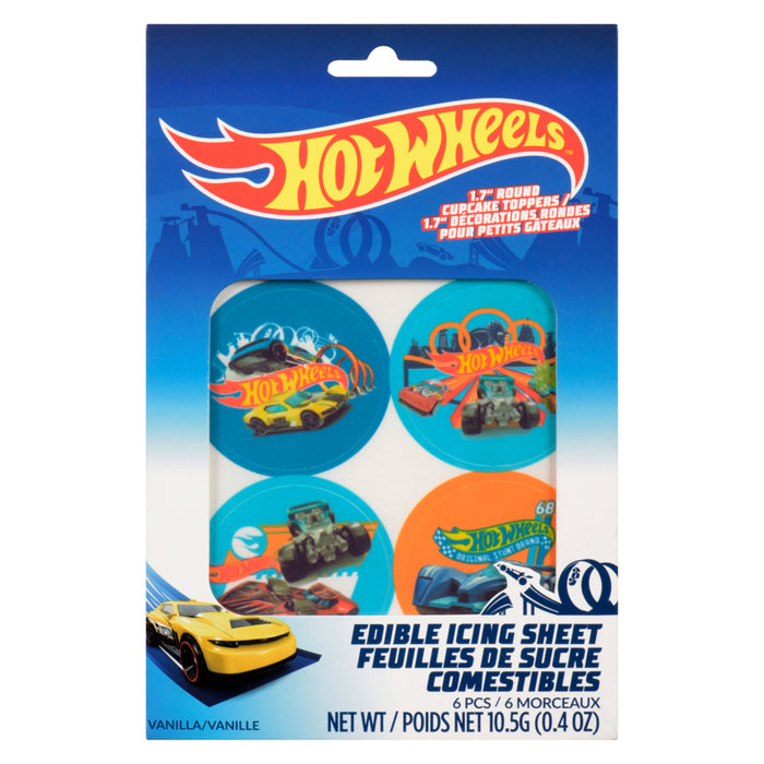 Twinkle Baker Décor Hot Wheels Feuilles de Sucre Comestibles Vanille, 6 Morceaux - 10.5g