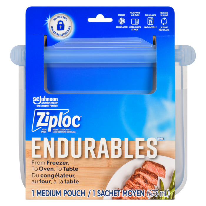 Ziploc Endurables Sachet en Silicone Réutilisable Sachet Moyen, 473 ml
