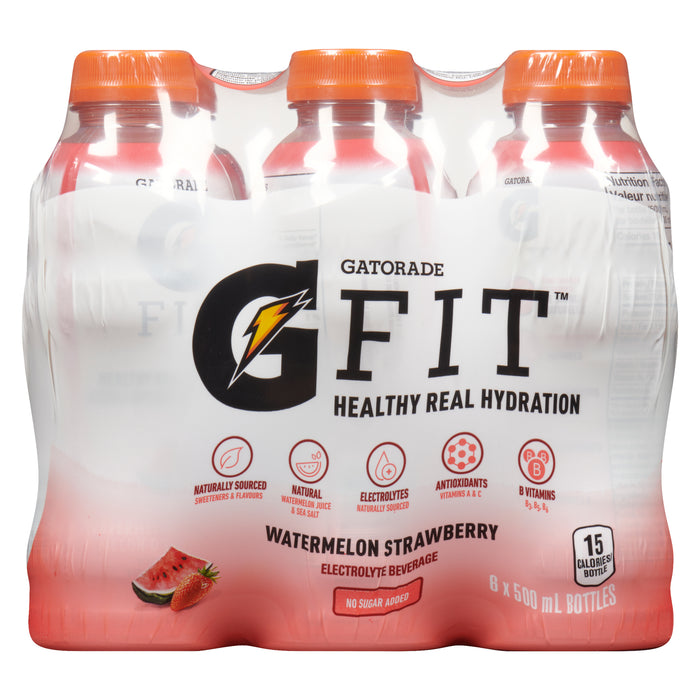 Gatorade G Fit Watermelon Strawberry Sport Drinks, 6-Pack, 500-ml