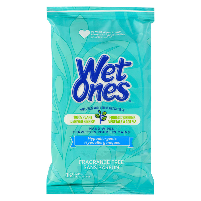 Wet Ones Hand Wipes Hypoallergenic Fragrance Free, 12-Pack