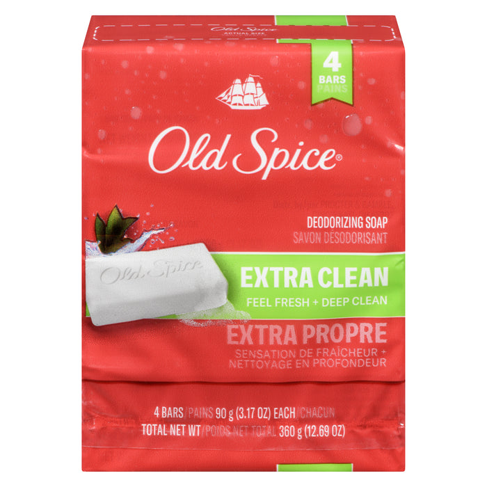 Old Spice extra propre savon désodorisant, emb. de 4, 360 g
