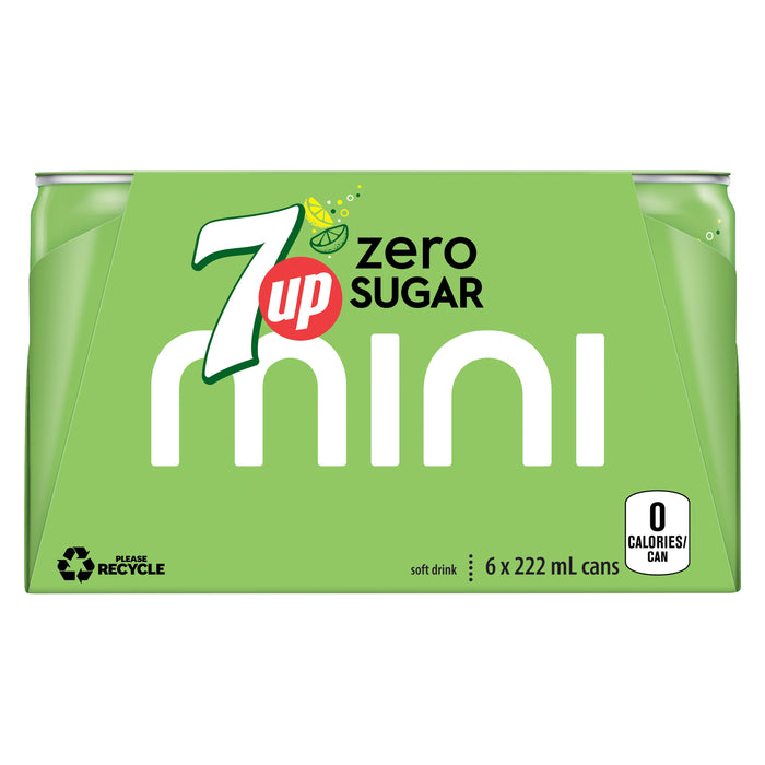 Boisson gazeuse 7UP Zero, emballage de 6, 222 ml