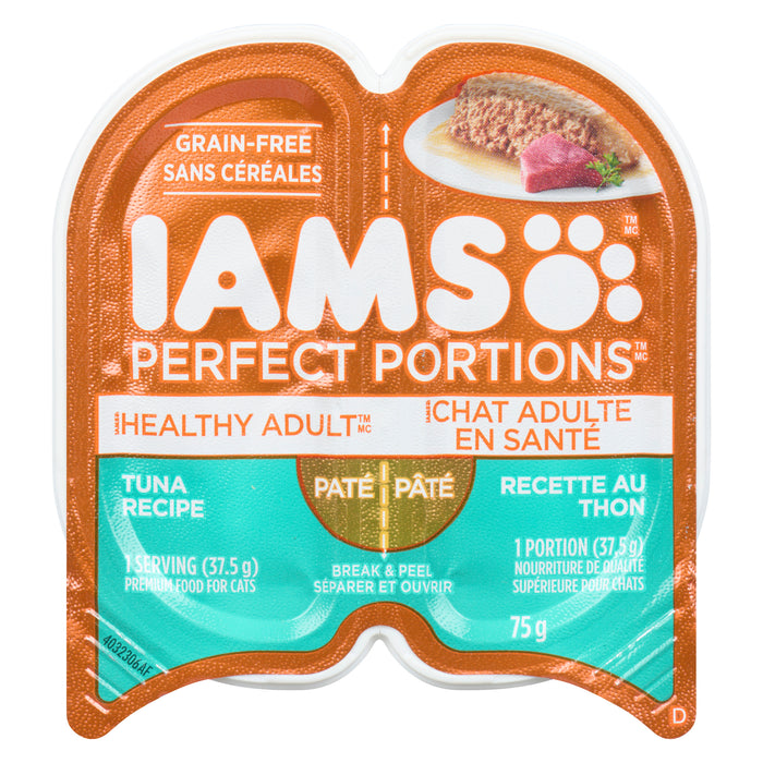 IAMS PERFECT PORTIONS Healthy Adult Wet Cat Food Paté, Tuna, 24-Pack, 75 g