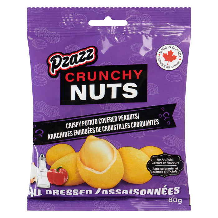 Pzazz Crunchy Nuts arachides enrobées de croustilles croquantes assaisonnées, 80 g